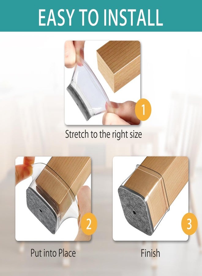 Ansible 24 Pcs Chair Leg Floor Protectors Square, Silicone Felt Furniture Leg Pads Caps Covers for Hardwood Floors (Fit:1-1/16" to 1-5/8"（27-40mm) - Image 4